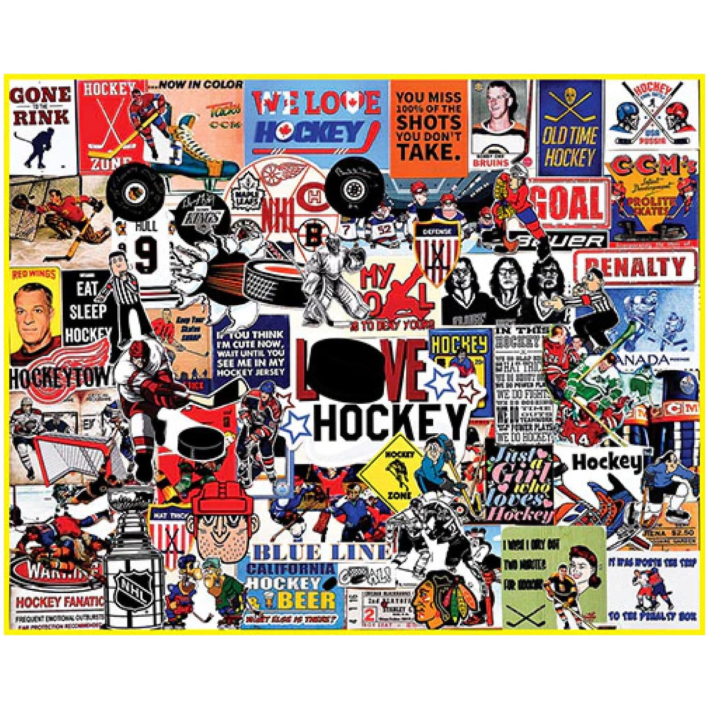 White Mountain 1000 Piece Jigsaw Puzzle Sport Fanatic, I Love Hockey