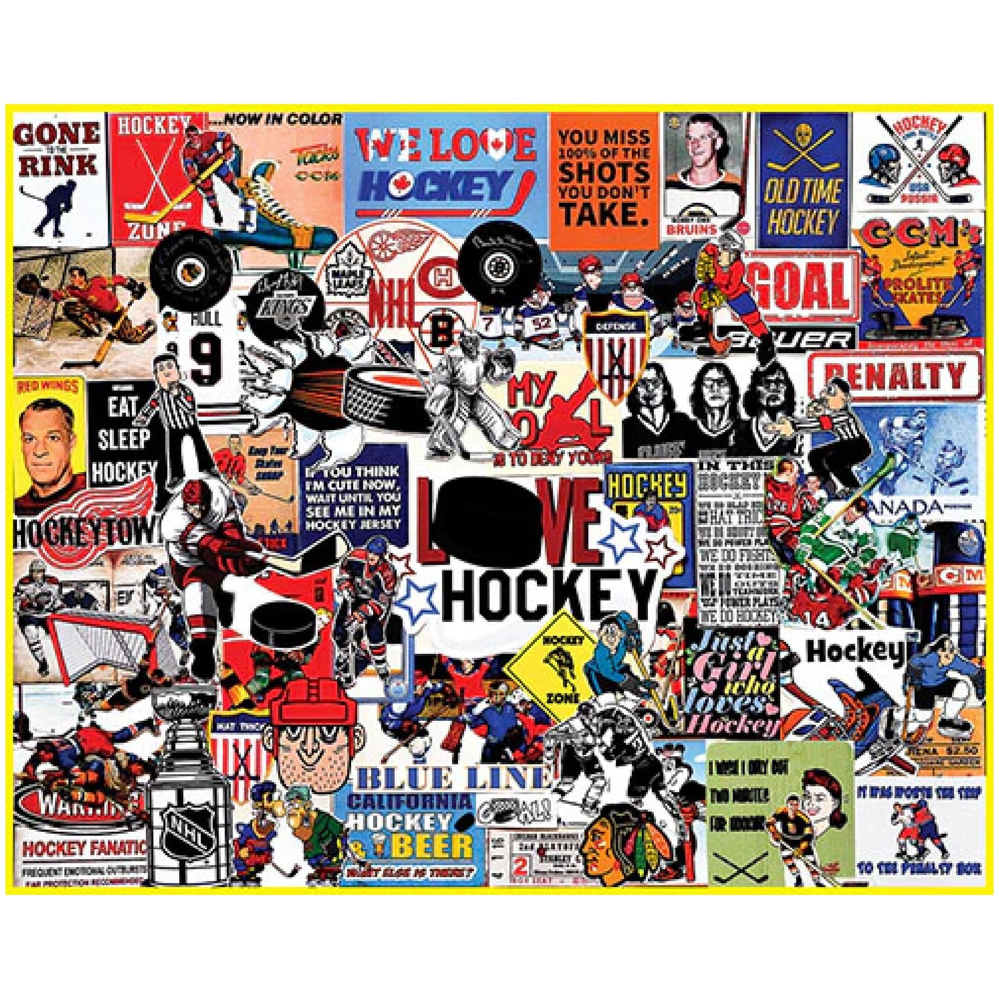 White Mountain 1000 Piece Jigsaw Puzzle Sport Fanatic, I Love Hockey