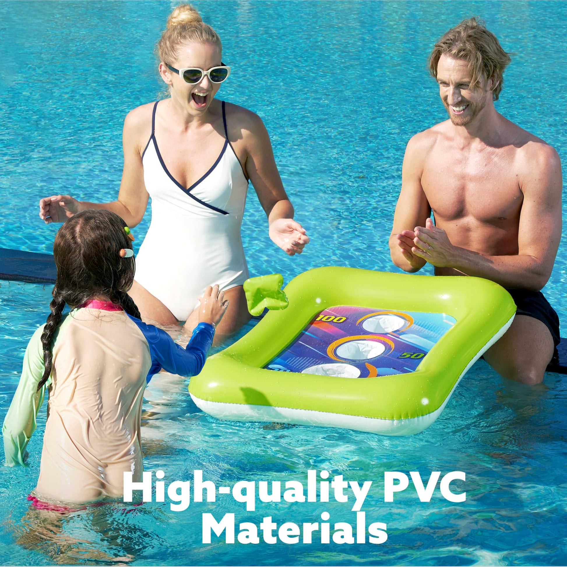 2 Sets Inflatable Pool Toss Game Combo Set Includes Ring Toss & Corn-Toss Game Floating Swimming Pool Games for Kids Adults Party in Summer