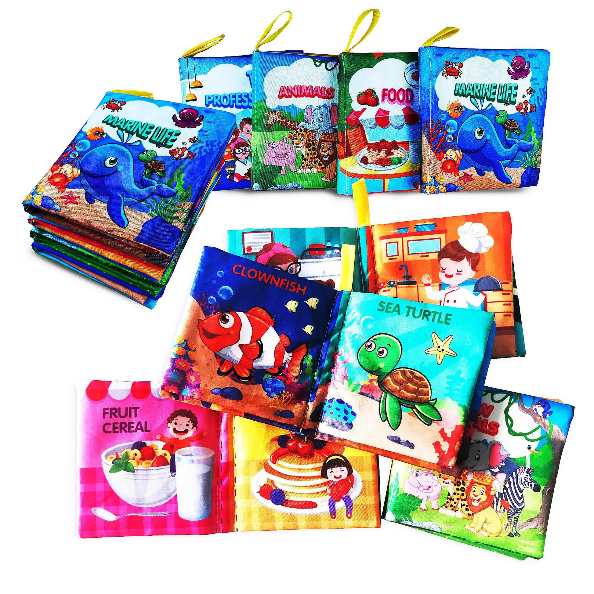 AMINFUN Soft Cloth Baby Books (4 Pack),Touch Crinkle Sensory Toys for Newborn Infants Toddler Non-Toxic Early Educational Preschool Learning Toy Gift