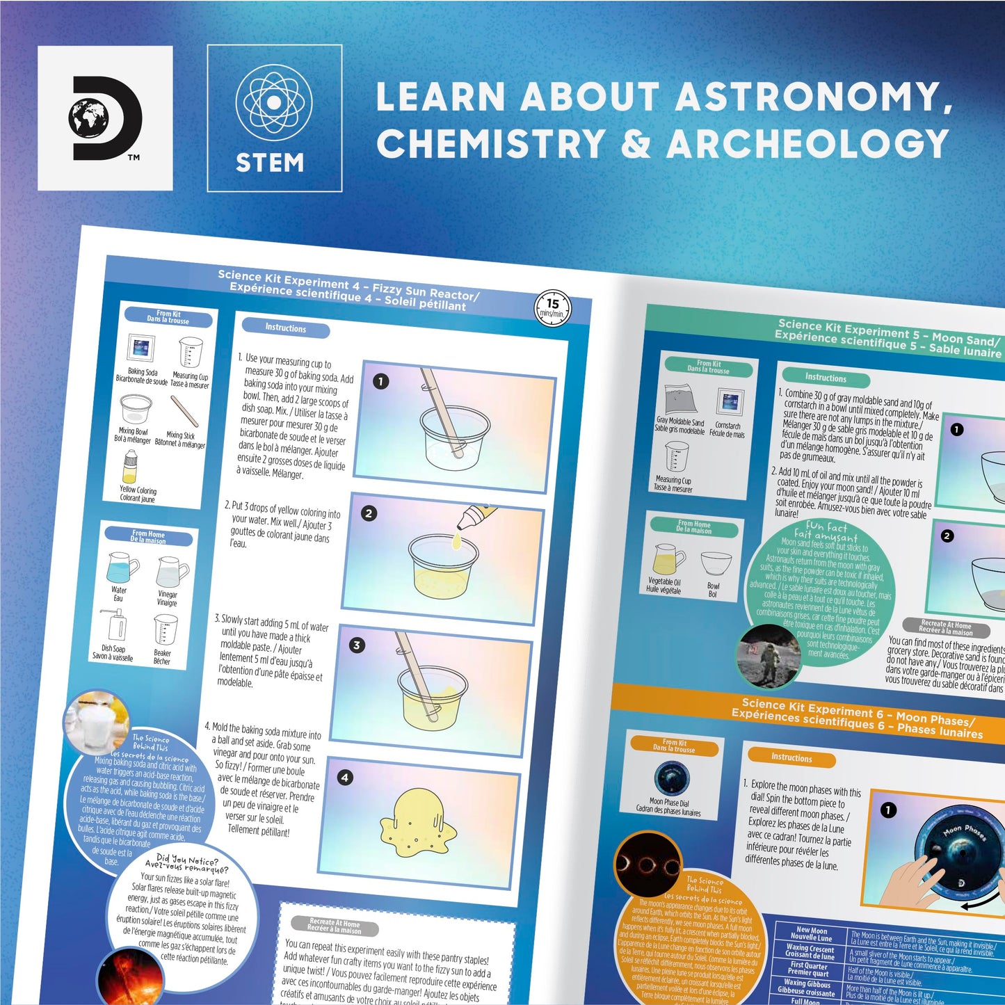 Discovery™ Galactic Space Science Kit - 61 Experiment STEM Lab for Kids| Astronomy & Chemistry Activity Set| Includes DIY Telescope, Crystals, Slime