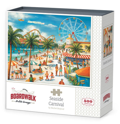 Boardwalk Seaside Carnival 500 Piece Jigsaw Puzzle Beach Summer Fun Puzzles with Premium Box, Gift for Adults and Family 16"x20"