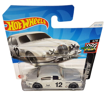 Hot Wheels Jaguar MK1 Silver Race Car, 6/10 in HW Race Day Series