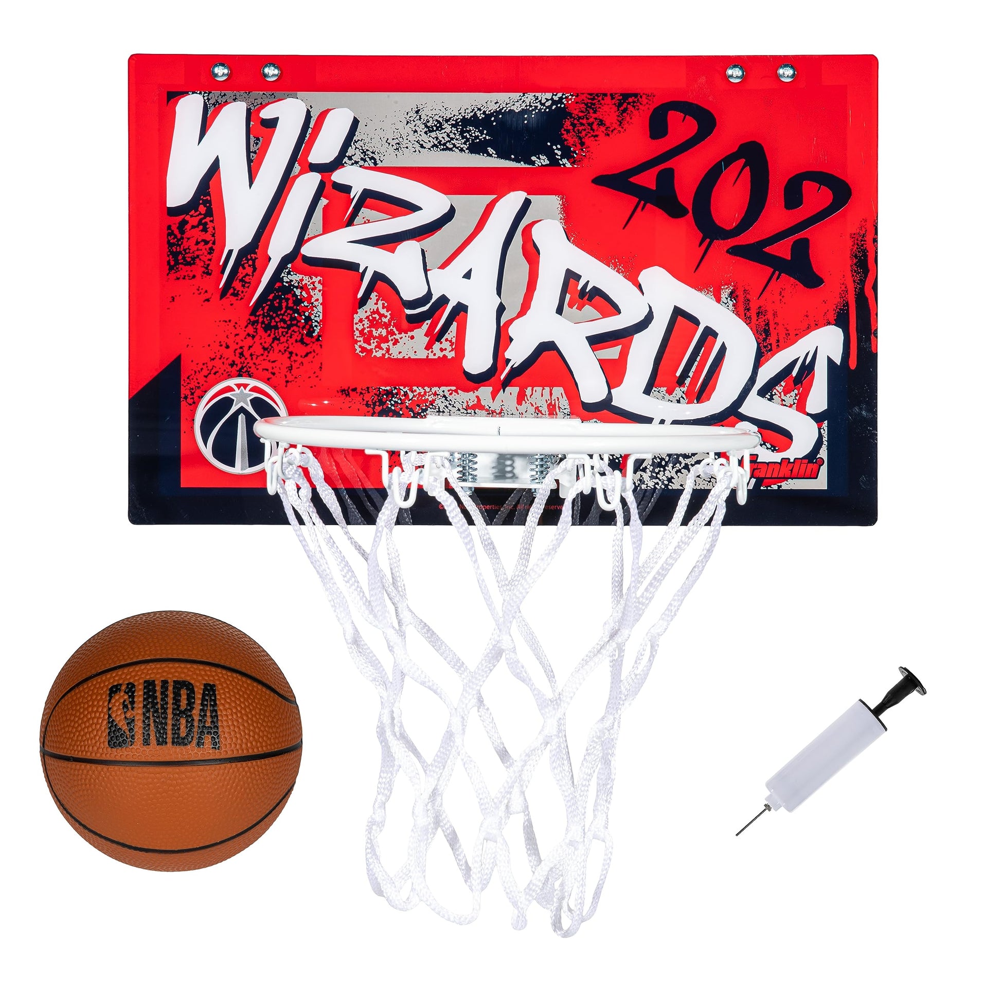 Franklin Sports NBA Over the Door Basketball Hoop - Washington Wizards
