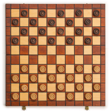 Checkers Set in Folding Wooden Case - 100 Playing Field - 15-1/2''