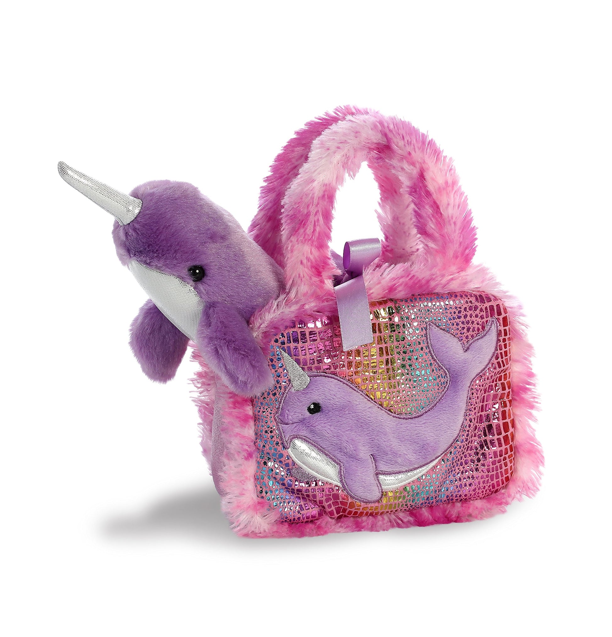 Aurora® Fashionable Fancy Pals™ Narwhal Stuffed Animal - Plush with Stylish Purse for Dress Up Fun - Perfect for Kids 3+ Years, Costumes,