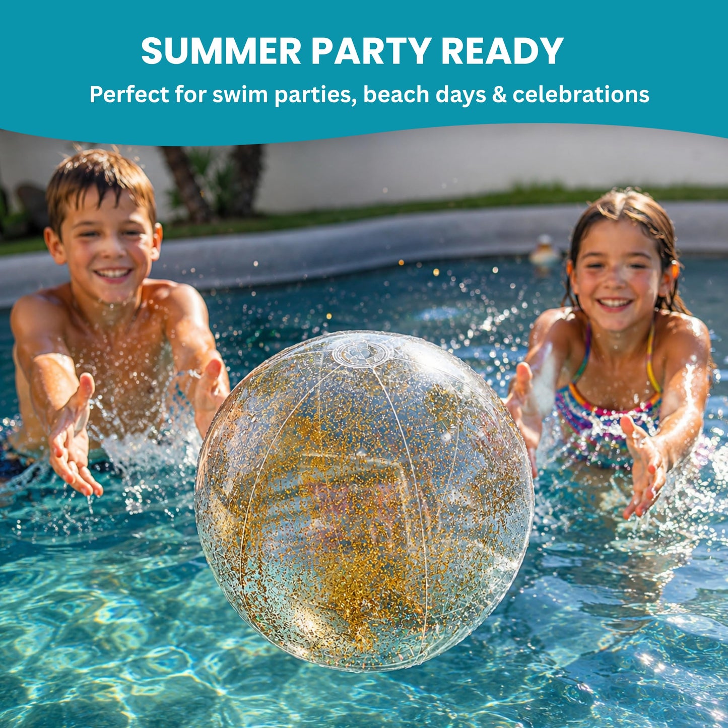 Coconut Outdoor Jumbo Large 27" Inflatable Glitter Beach Ball
