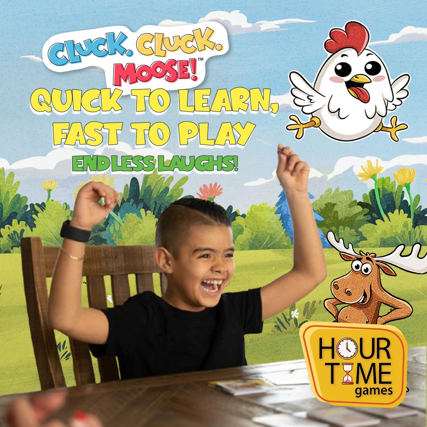 Hour Time Games Cluck Cluck Moose - Hilarious Animal-Themed Card Game for a Fun Family Game Night, Family Games for Kids & Families, Reunion Gift