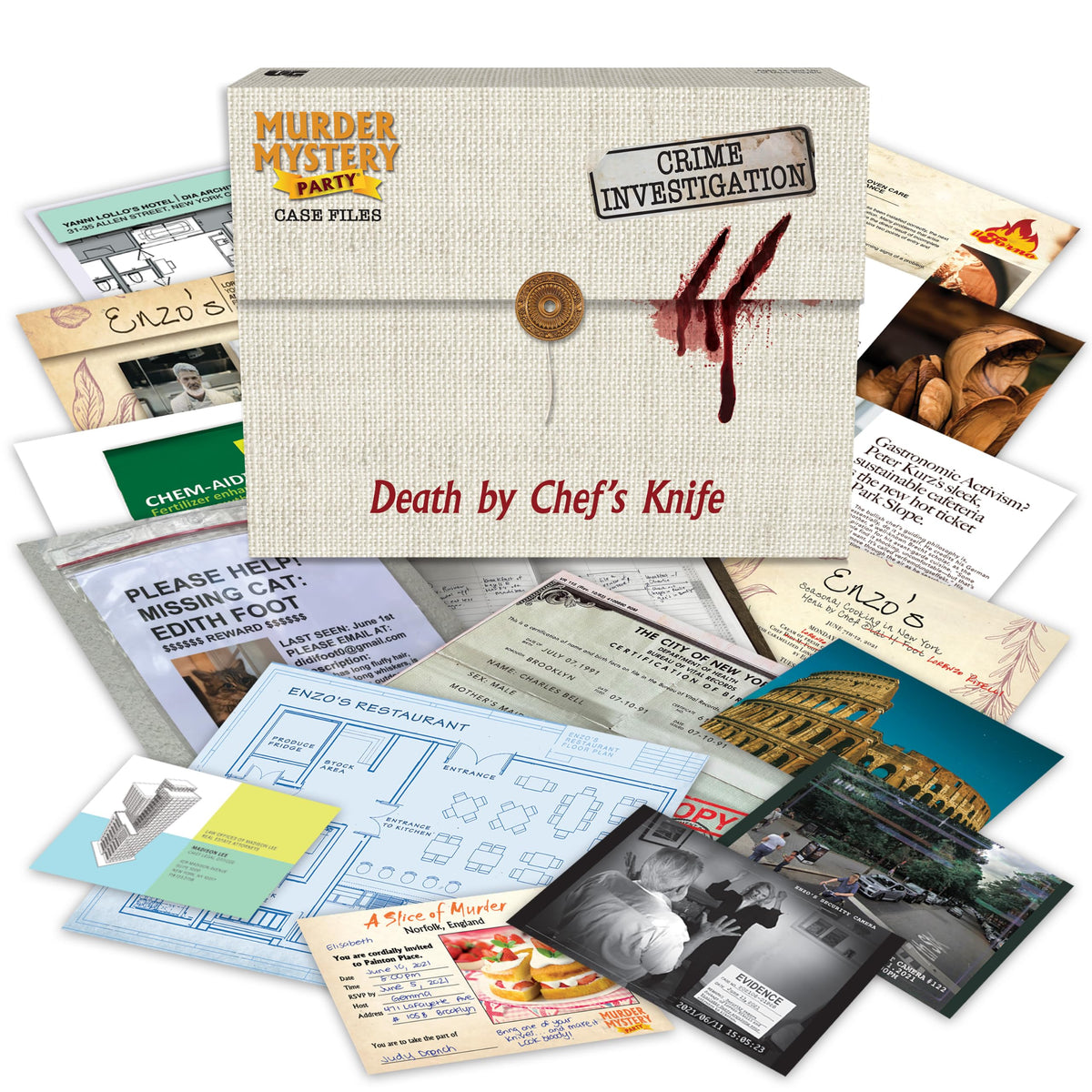 Death by Chef's Knife Case Files Detective Game with Evidence, Ages 14+
