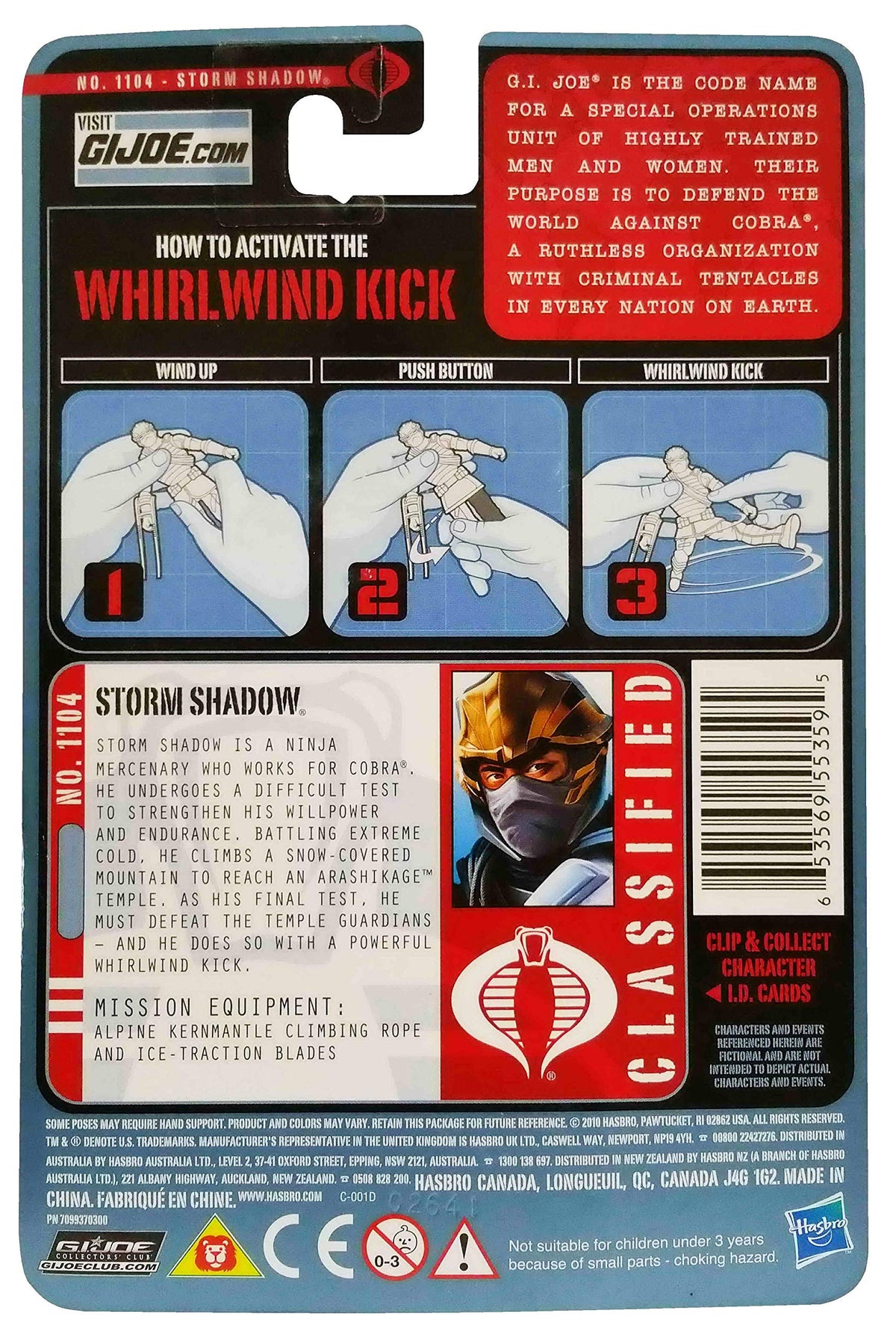 G.I. Joe Pursuit of Cobra (POC) 3.75 Inch Storm Shadow (Cobra Ninja) with Whirlwind Kick Action Figure