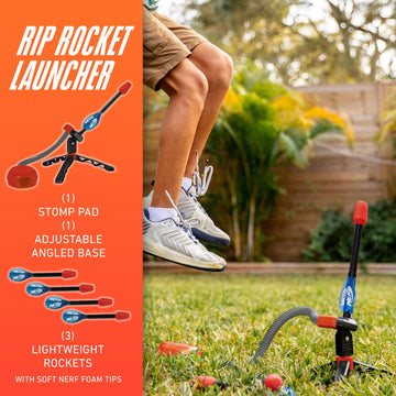 NERF Kids Toy Rocket Launcher - Rip Rocket Jump Rockets + Launcher - Boys + Girls Toy Stomp Pad + Missiles Set