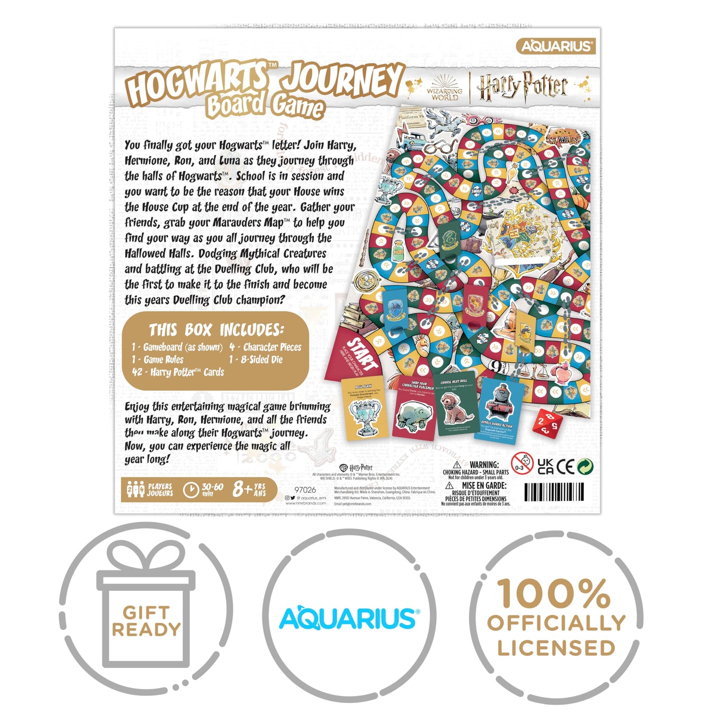 Aquarius Harry Potter Hogwarts Journey Board Game, Family Game for Kids, Adults, Fans & Collectors, 2-4 Players, Ages 8+, 30-60 Min, Gift Set