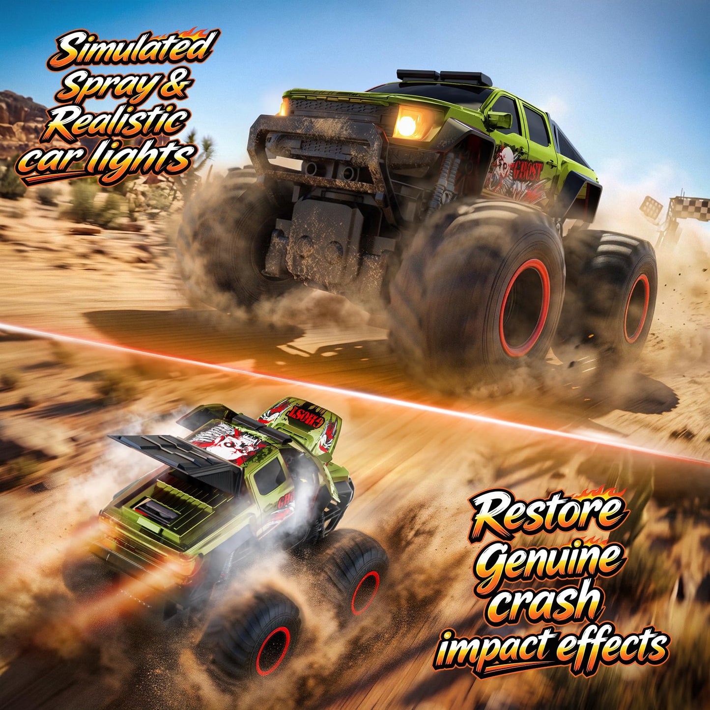 Veeniix Exploding RC Monster Truck,Crash Transform Mist Spray Lights Sounds