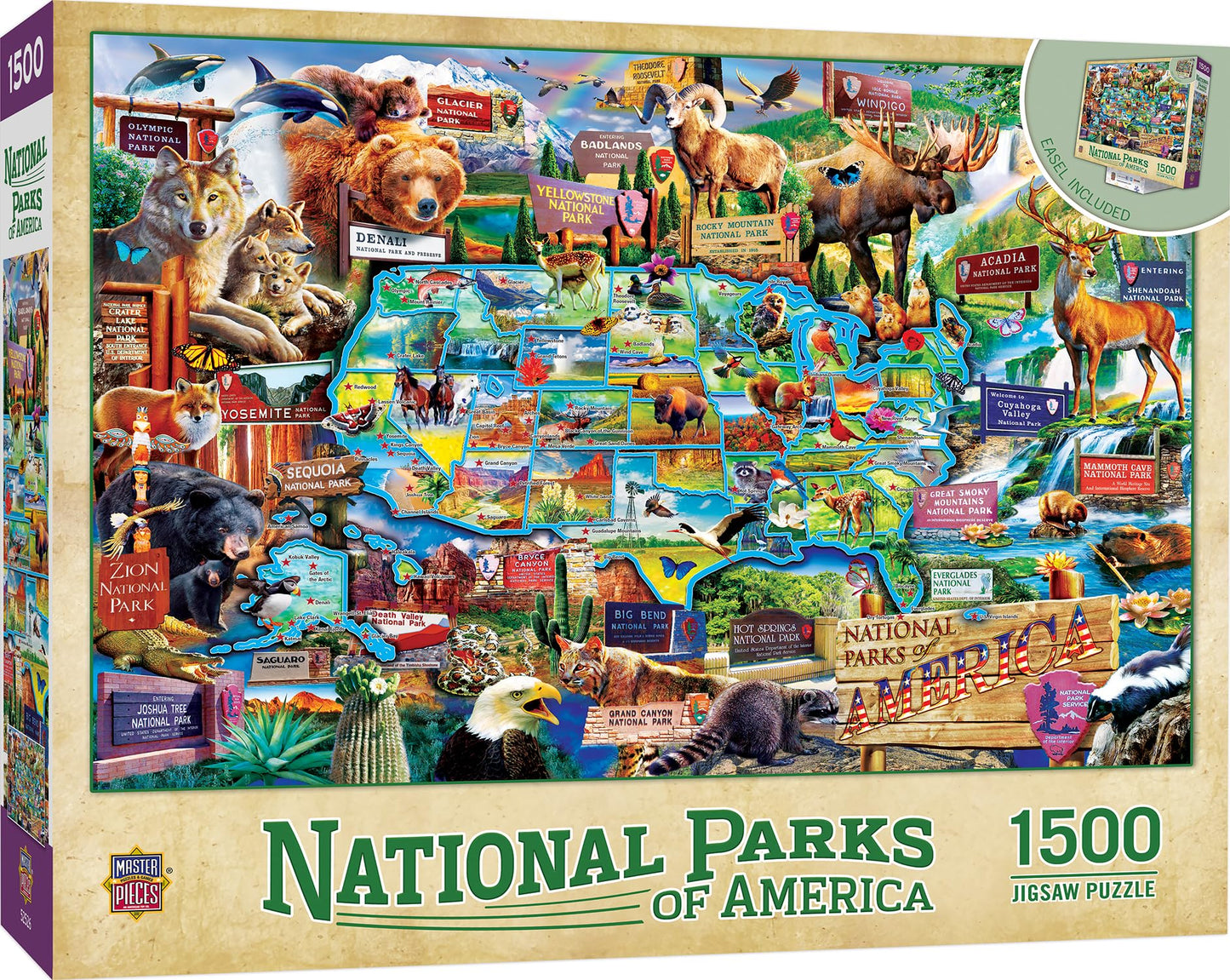MasterPieces 1500 Piece Jigsaw Puzzle for Adults, Family, Or Youth - USA National Parks - 23.5"x34"