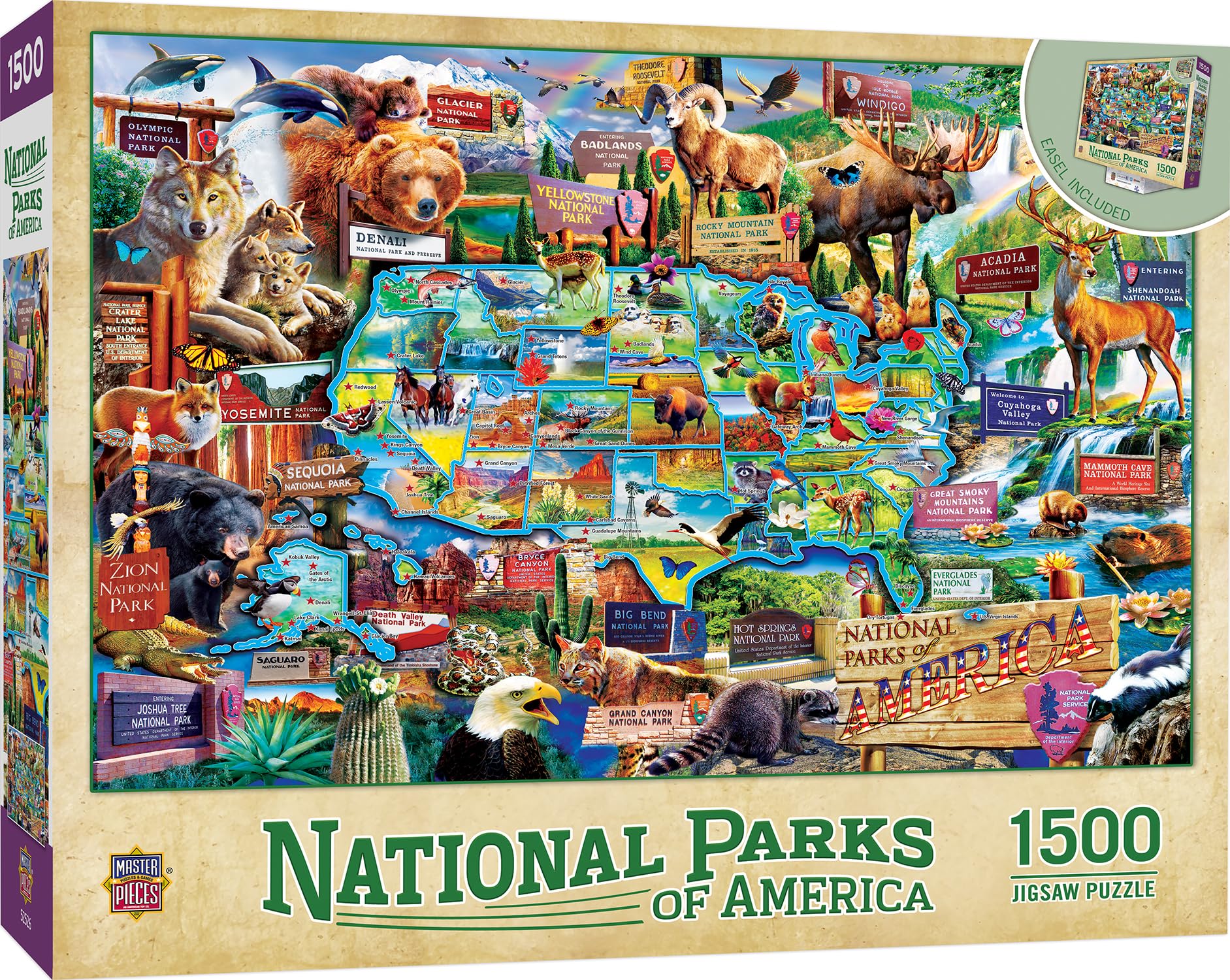 MasterPieces 1500 Piece Jigsaw Puzzle for Adults, Family, Or Youth - USA National Parks - 23.5"x34"