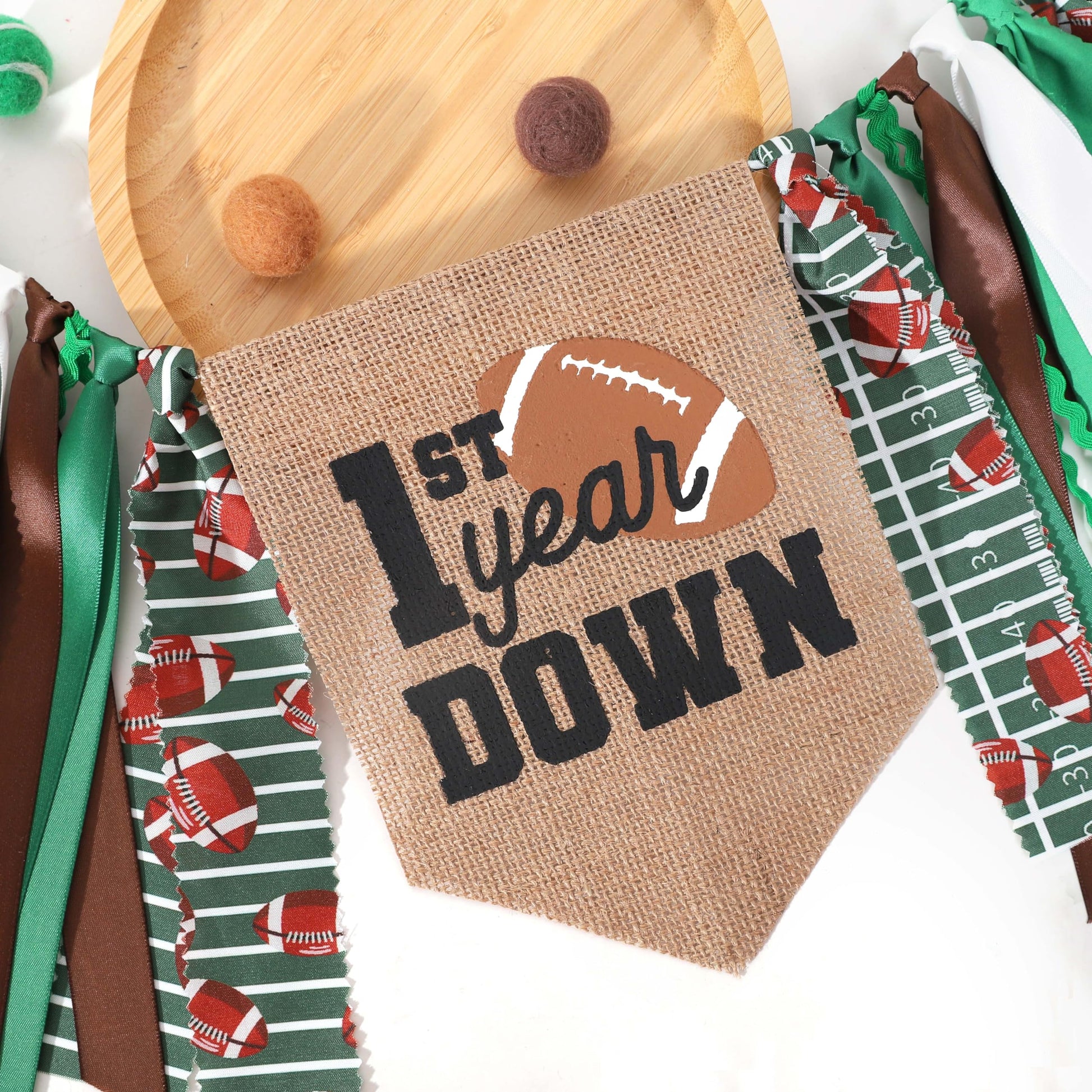 Football 1st Year Down Birthday High Chair Banner,Football 1st Birthday