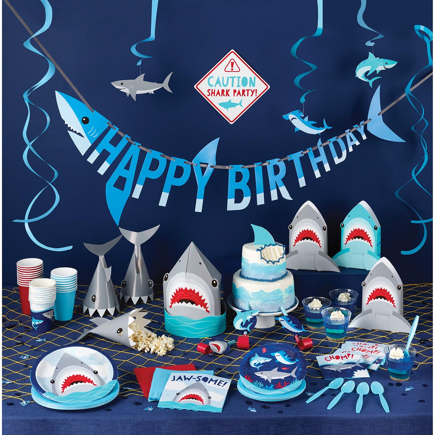 Shark Party Hats, 8 ct