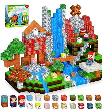 200PCS Magnetic Blocks, Magnetic Building Cube Toys for Kids, STEM Montessori Stacking, Sensory Education Toys for Toddlers Building World Set