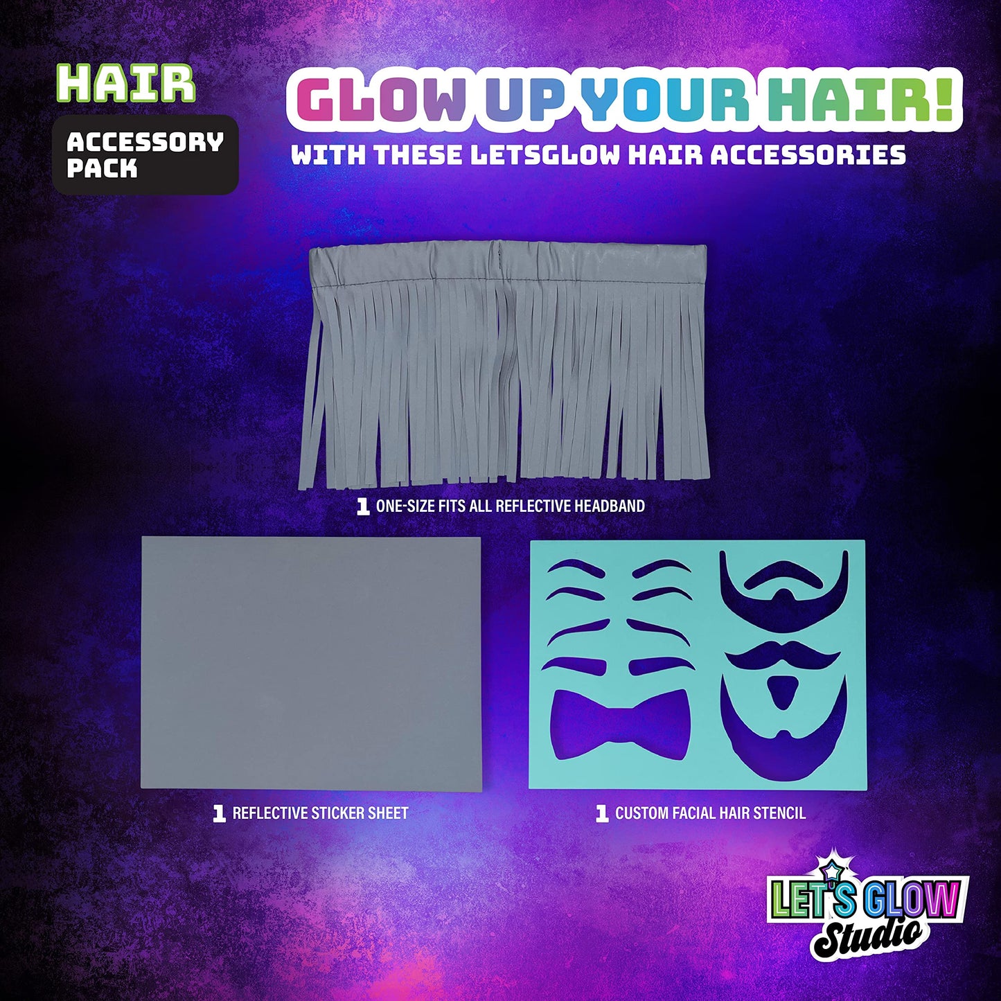 LetsGlow Studio Hair Accessory Pack - for LetsGlow Studio DIY Arts and Crafts Influencer Video Creator Kit - (LetsGlow Studio Sold Separately)