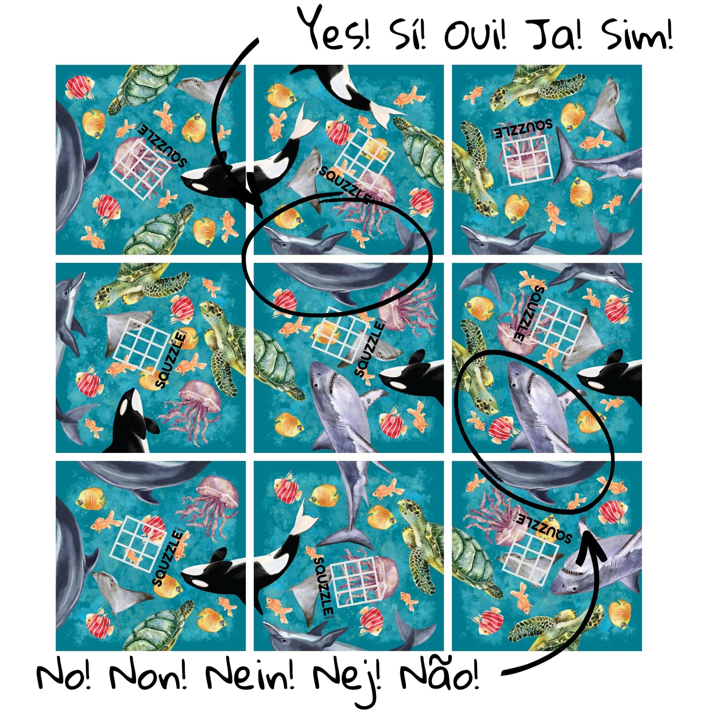 Brain Teasing Ocean Puzzle: 9-Piece Squzzle by Fun Squared Games