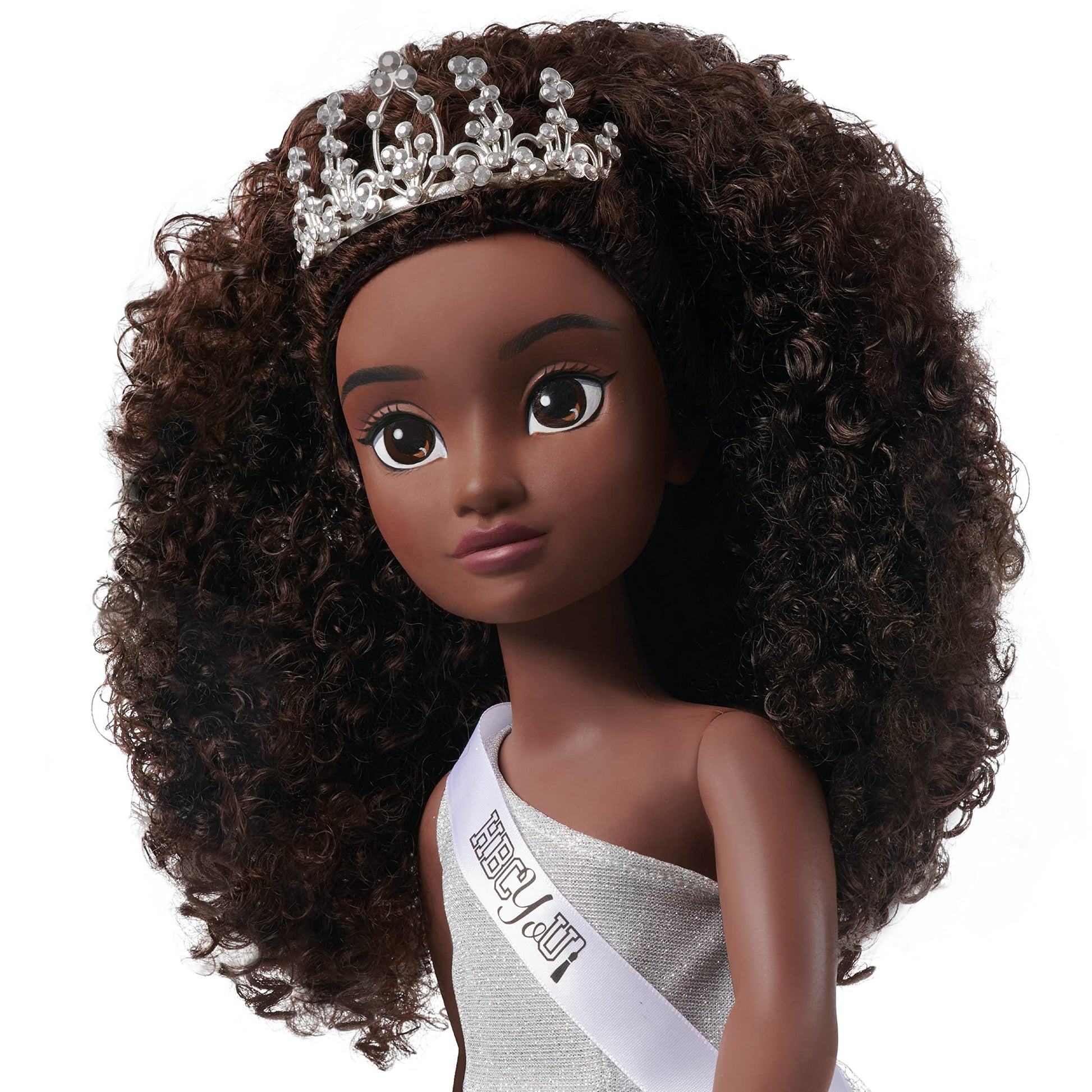 Just Play HBCyoU Homecoming Queen Doll Nicole, 18-inch Doll & Accessories, Curly 4A Textured Hair, Deep Brown Skin Tone, Designed and Developed by