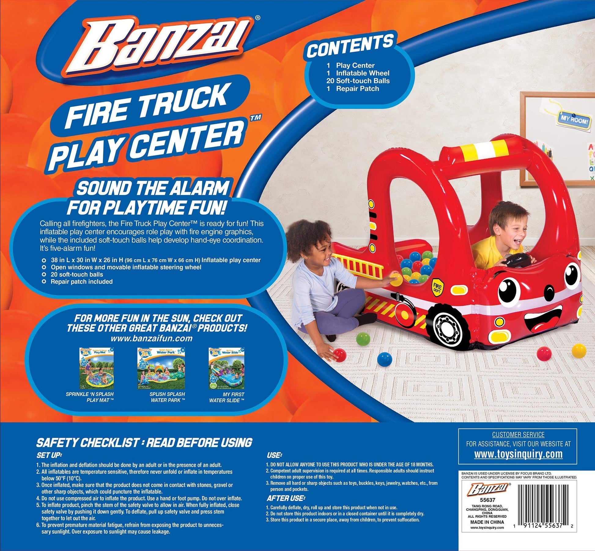 Banzai Rescue Fire Team Play Center Ball Pit with 20 Balls, Toy
