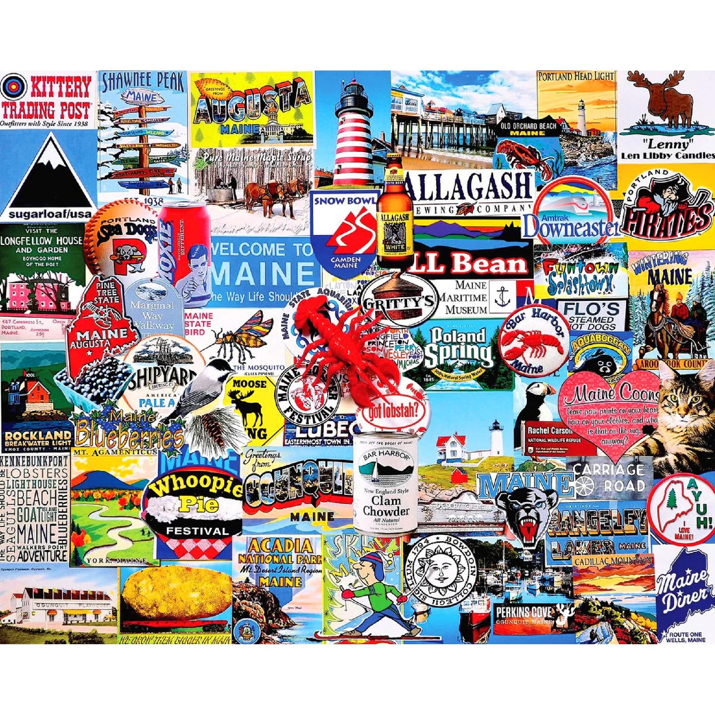 White Mountain 1000 Piece Jigsaw Puzzle New England Coastal, I Love Maine