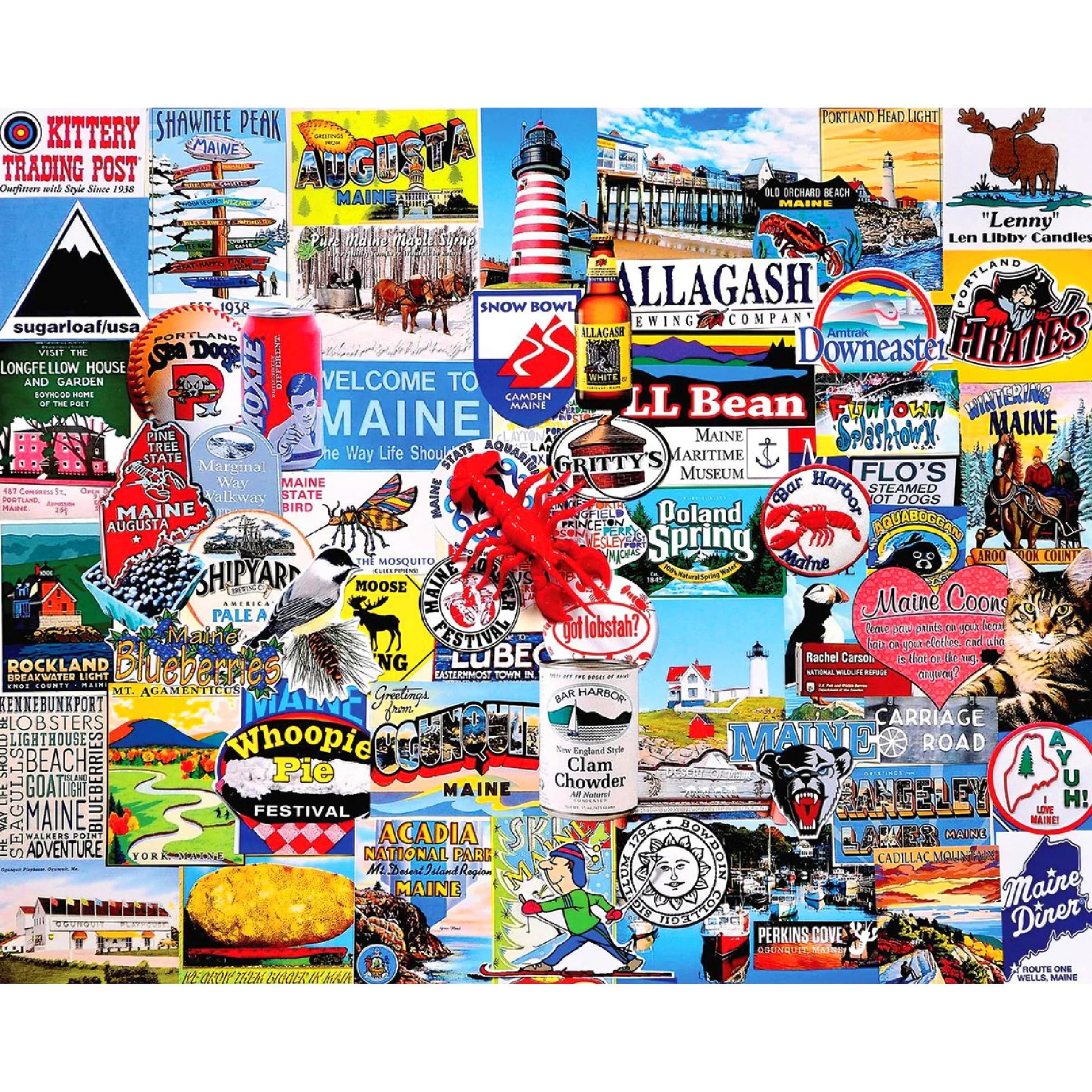 White Mountain 1000 Piece Jigsaw Puzzle New England Coastal, I Love Maine