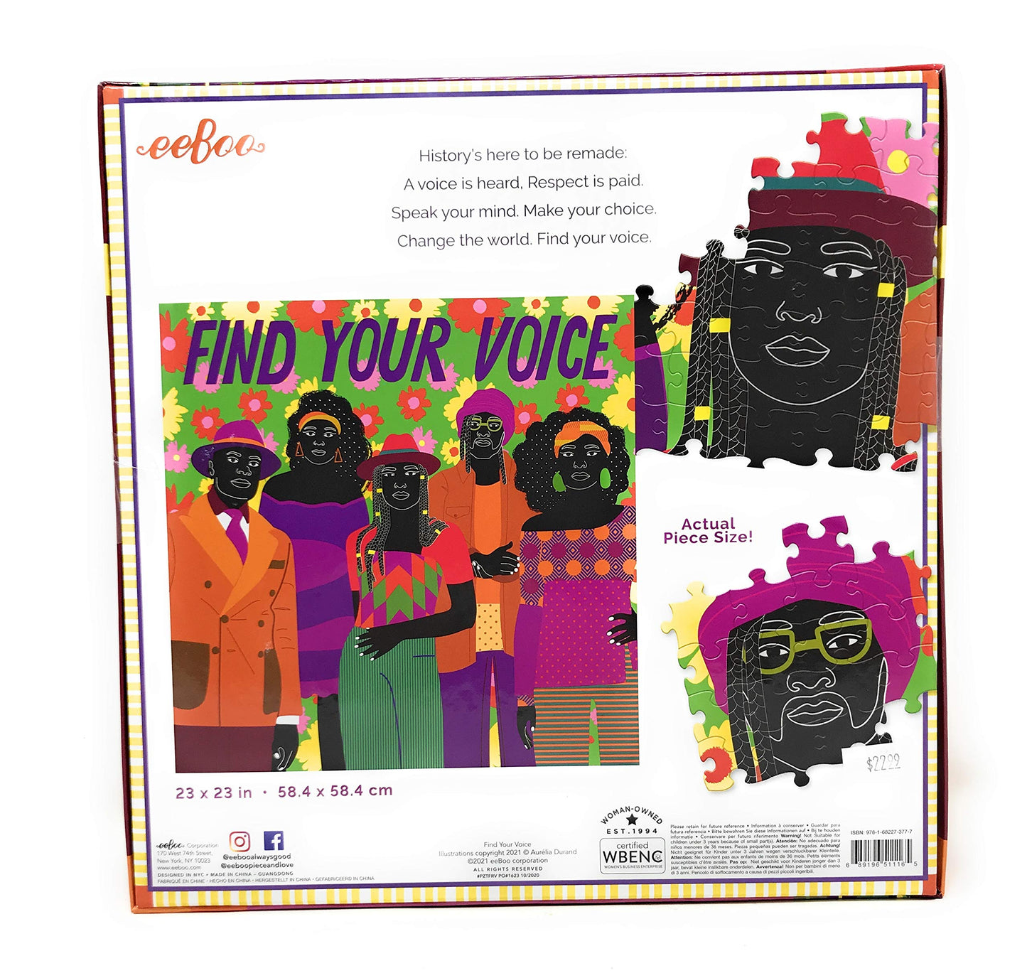 eeBoo: Piece and Love Find Your Voice 1000-piece Square Adult Jigsaw Puzzle, Jigsaw Puzzle for Adults and Families, Includes Glossy, Sturdy Pieces