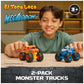 Monster Jam Smash & Bash 2-Pack Monster Trucks, Megalodon & El Toro Loco, 1:64 Die Cast Repairable Monster Truck, Kids Toys for Boy and Girls Ages 3