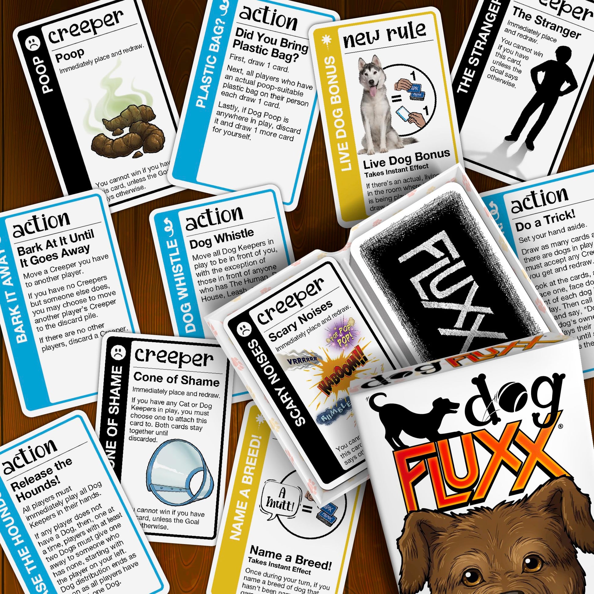 Looney Labs Dog Fluxx Card Game - Playful Dog Themed Family Card Game with Ever Changing Rules