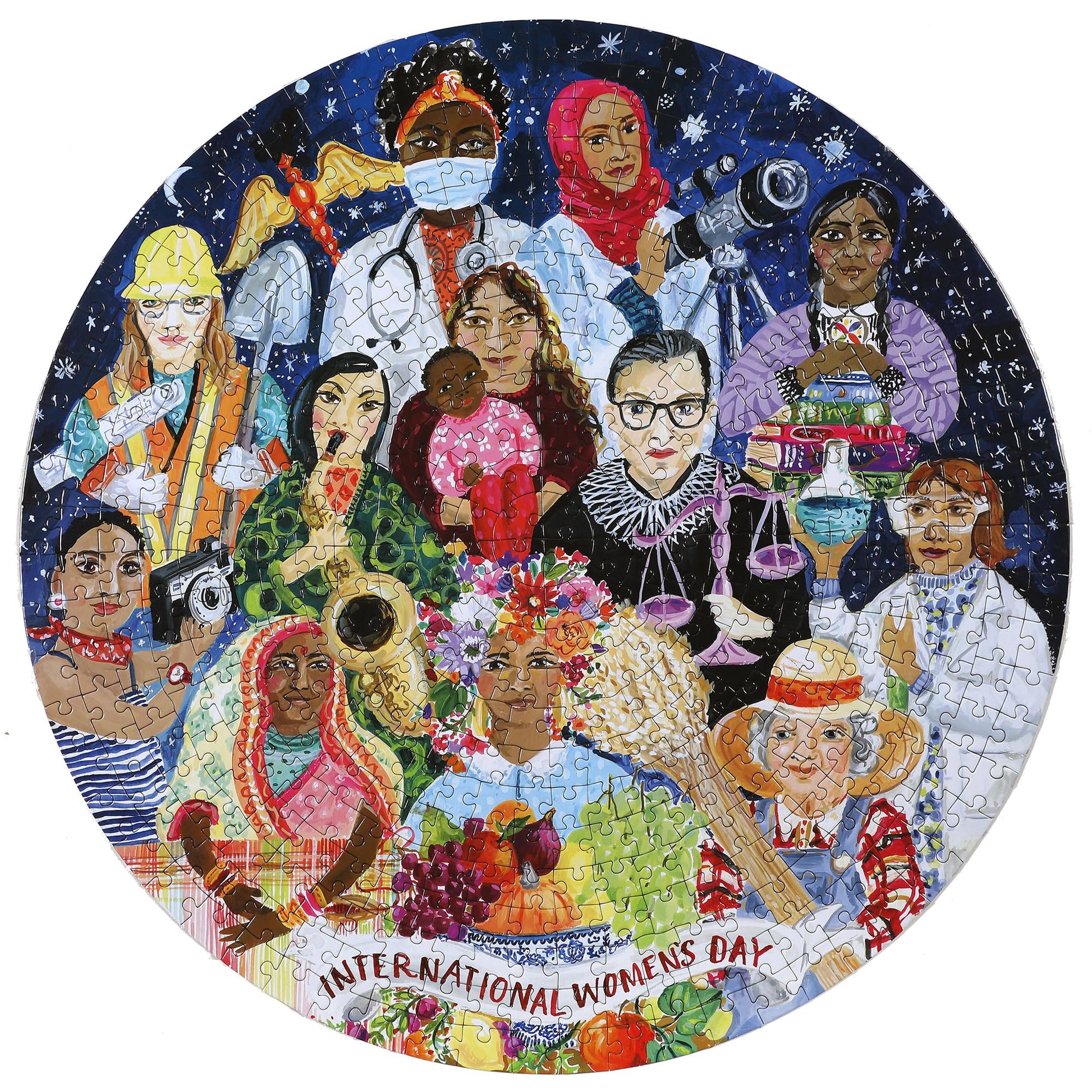 eeBoo 500 Piece Puzzle - International Women's Day Jigsaw Puzzle for Adults, Circular with 23" Diameter, Recycled Board & Vegetable-Based Ink