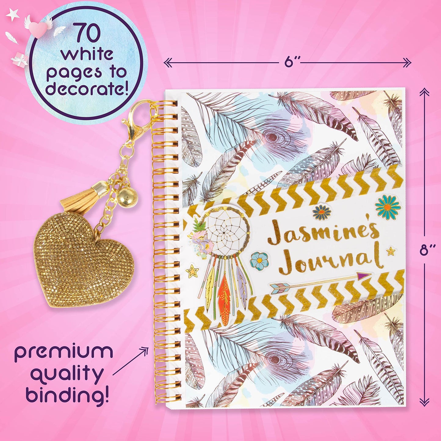 Good Vibes Journal DIY Set by Craft Vibes Only - Personalized Diary - Custom Journals for Girls - Creative Writing Scrapbook Kit - Customize Your