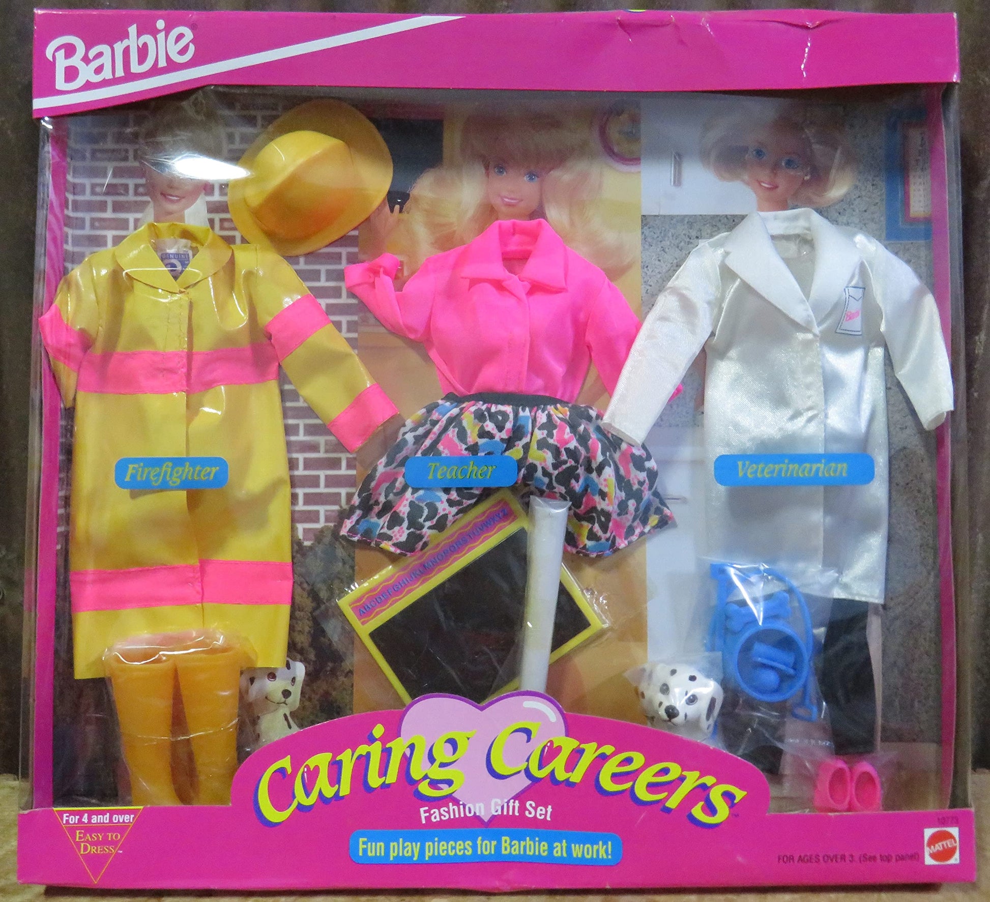 Barbie Caring Careers Fashion Gift Set - Firefighter, Vet & Teacher (1993)