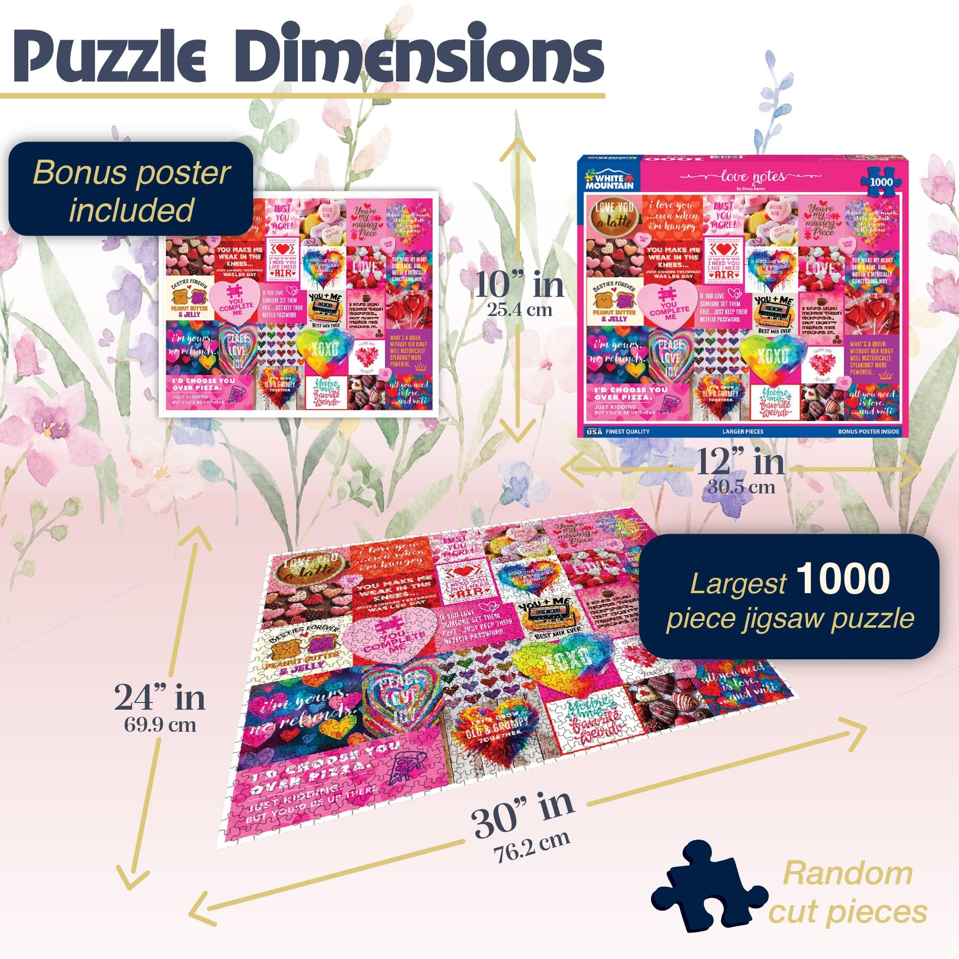 White Mountain 1000 Piece Jigsaw Puzzle Valentines Collage, Love Notes