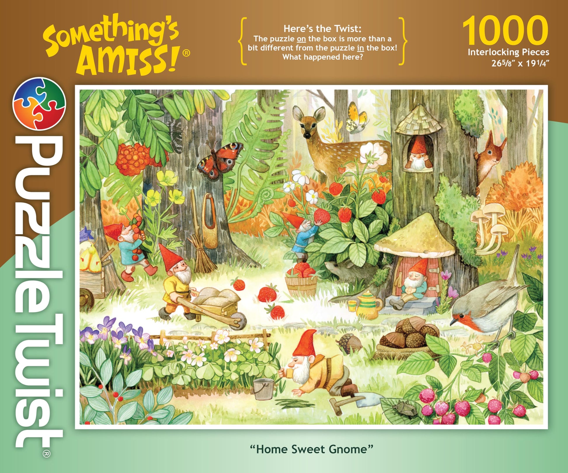PuzzleTwist 1000 Piece Jigsaw Puzzle - Home Sweet Gnome - Something's Amiss