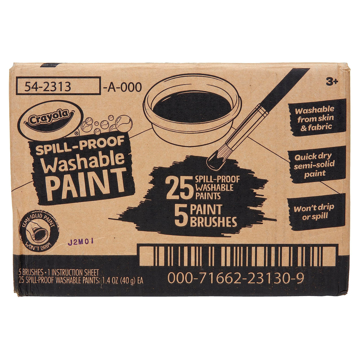 Crayola Spill Proof Paint Set (25ct), Washable Paint for Kids, Kids Craft Supplies, Holiday Gift for Toddlers & Kids, Nontoxic, 3+