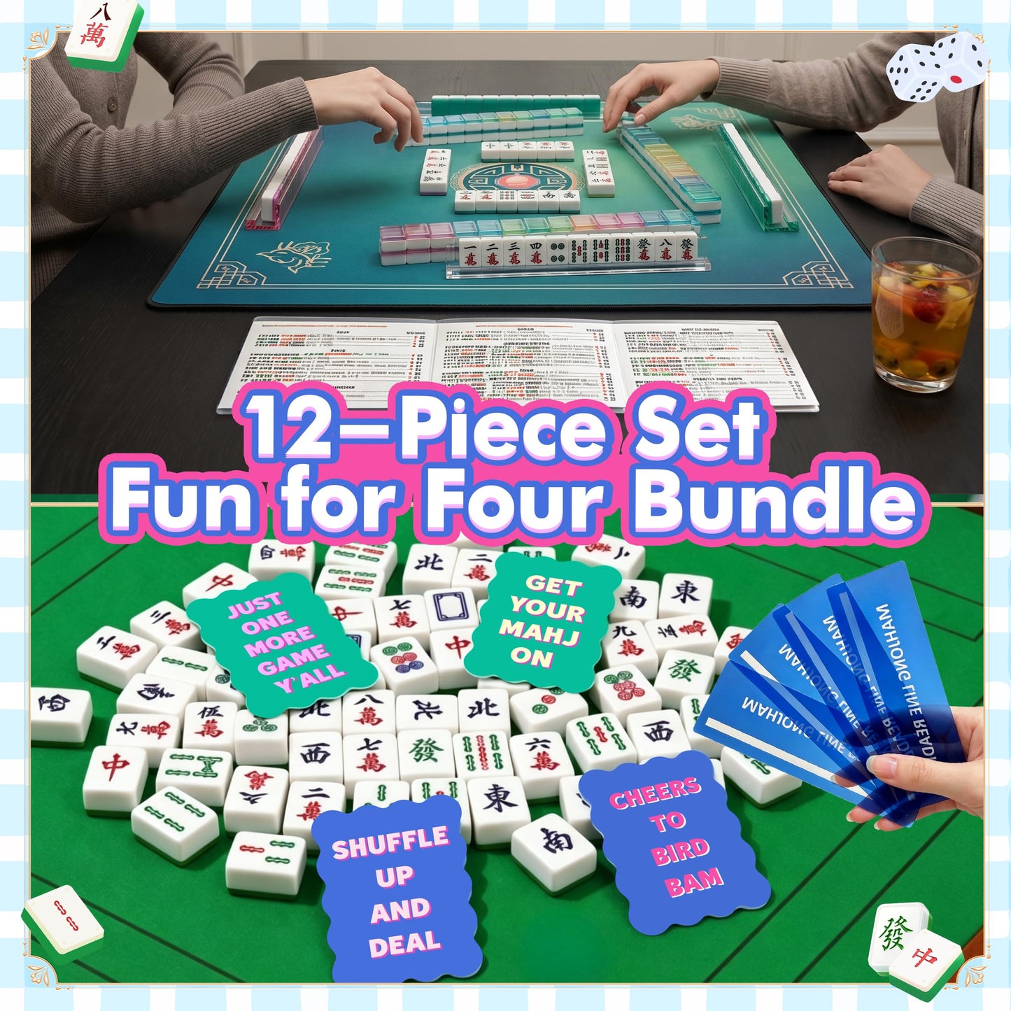 CLYAIDET 2026 Mahjong Accessories Set, 4 Pack Mahjong Shuffler Cards, Line Reader, Card Sleeve/Card Holder(Matte Anti-Glare Plastic Sleeves),