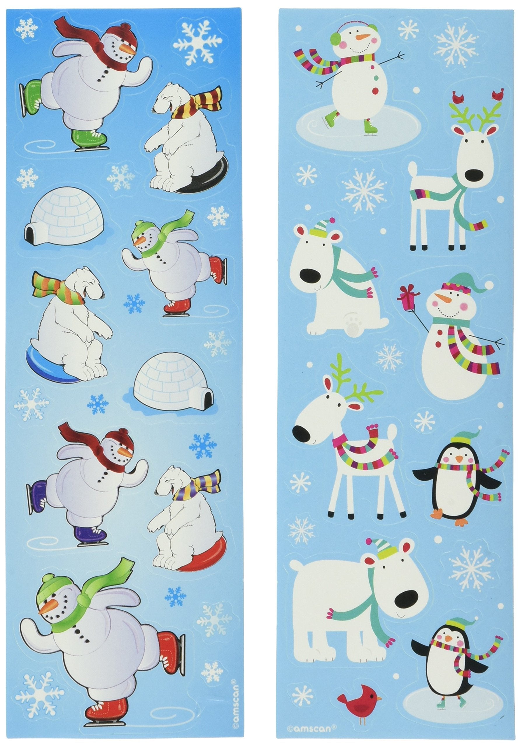 Christmas Winter Fun Printed Paper Strip Stickers, 8 Ct. | Party Favor