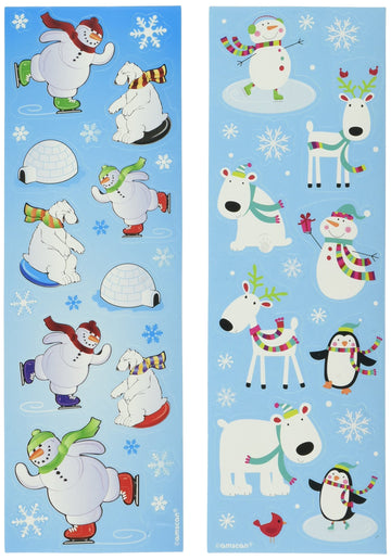 Christmas Winter Fun Printed Paper Strip Stickers, 8 Ct. | Party Favor