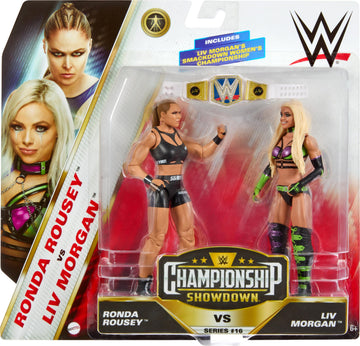Mattel WWE Championship Showdown 2-Pack Action Figures & Accessory, Series #16 Ronda ROusey vs Liv Morgan Collectible Set, 6-inch