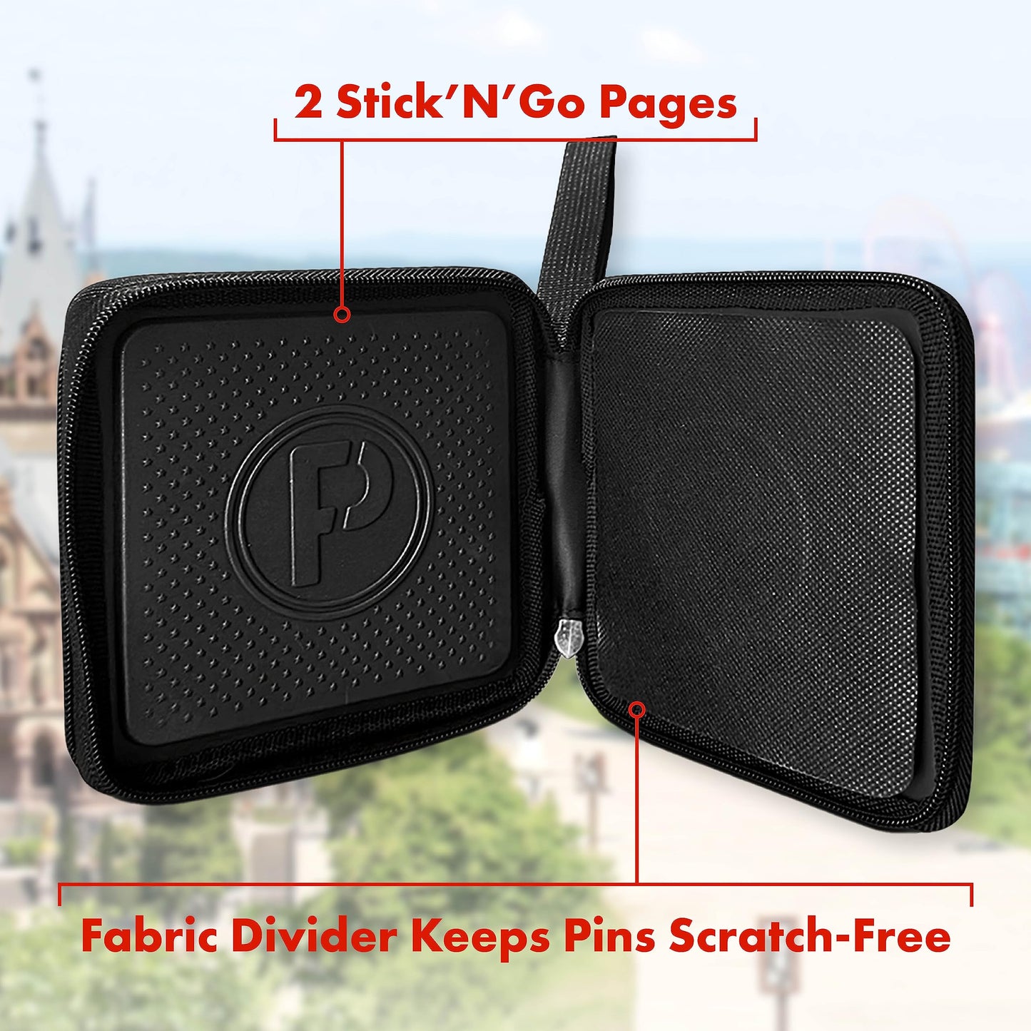 PinFolio Mini Show Pin Display Bag, Lightweight & Compact Mini Sports Pin Book with Carry Strap for Easy Trading Up to 48 1-Inch Enamel Pins (Pink &