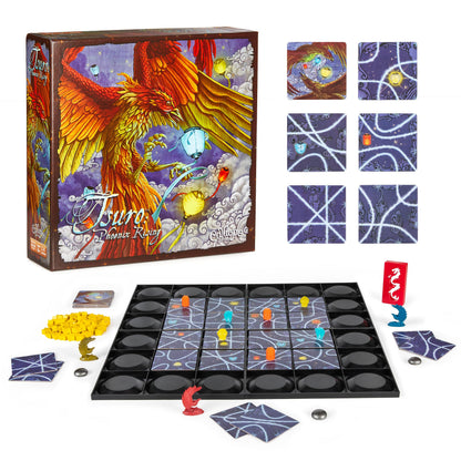 Tsuro Phoenix Rising - Award-Winning Fantasy Strategy Game with Set Collection and Magical Powers | Tile-Laying Adventure for 2-8 Players Ages 8+ |