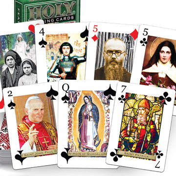 Holy Playing Cards Saints Edition - Catholic Religious Poker Deck with 55 Cards, QR Saint Bios, Holy Spirit Wilds - Faith Family Game & Gift