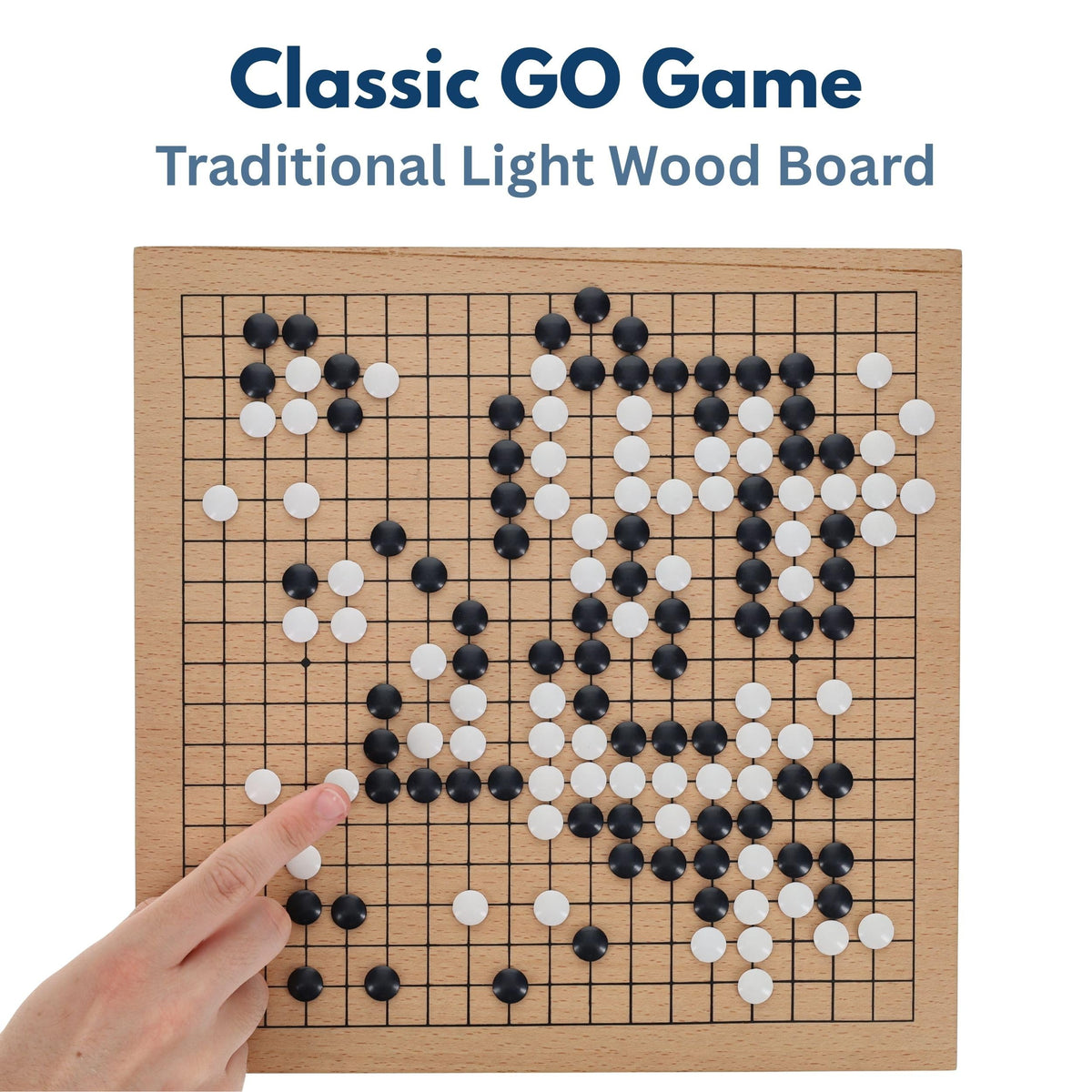 WE Games Go Game Set 11.75 Inch - Traditional Go Set with Light Wooden Board 19 Tiles, Wood Veneer Goban, Strategy Board Games for Adults, Go Board