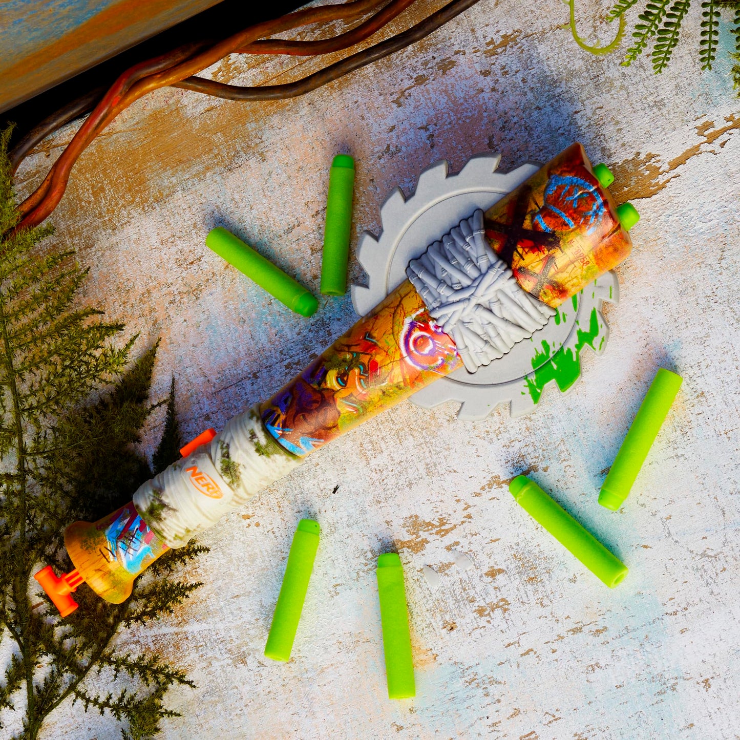 Nerf Zombie Strikeout Dart Blaster, 8 Nerf Elite Darts, Foam Blade, Pull Back Priming, Outdoor Games, Ages 8+ (Amazon Exclusive)