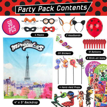 Miraculous 50-Piece Birthday Party Supplies - All-In-One Zag Heroez Themed