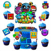 25pcs Cartoon For Geometry Aesthetic Dash Birthday Decorations with 24pcs Cupcake Toppers, 1pcs Cake Topper for Birthday Party Supplies.