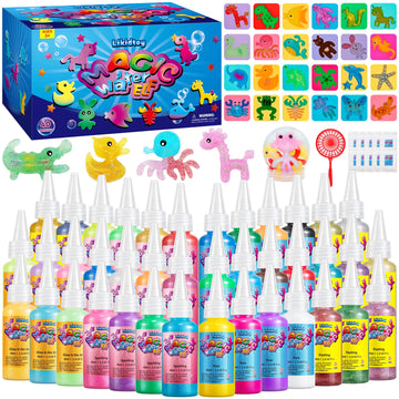 Likidtoy Magic Water Elf Toy Kit for Kids, 40 Colors Aqua Fairy Water Gel Kit, 4 Style Magic Gel Kits with 24 Molds 10 Pack of Magic Powder, Craft