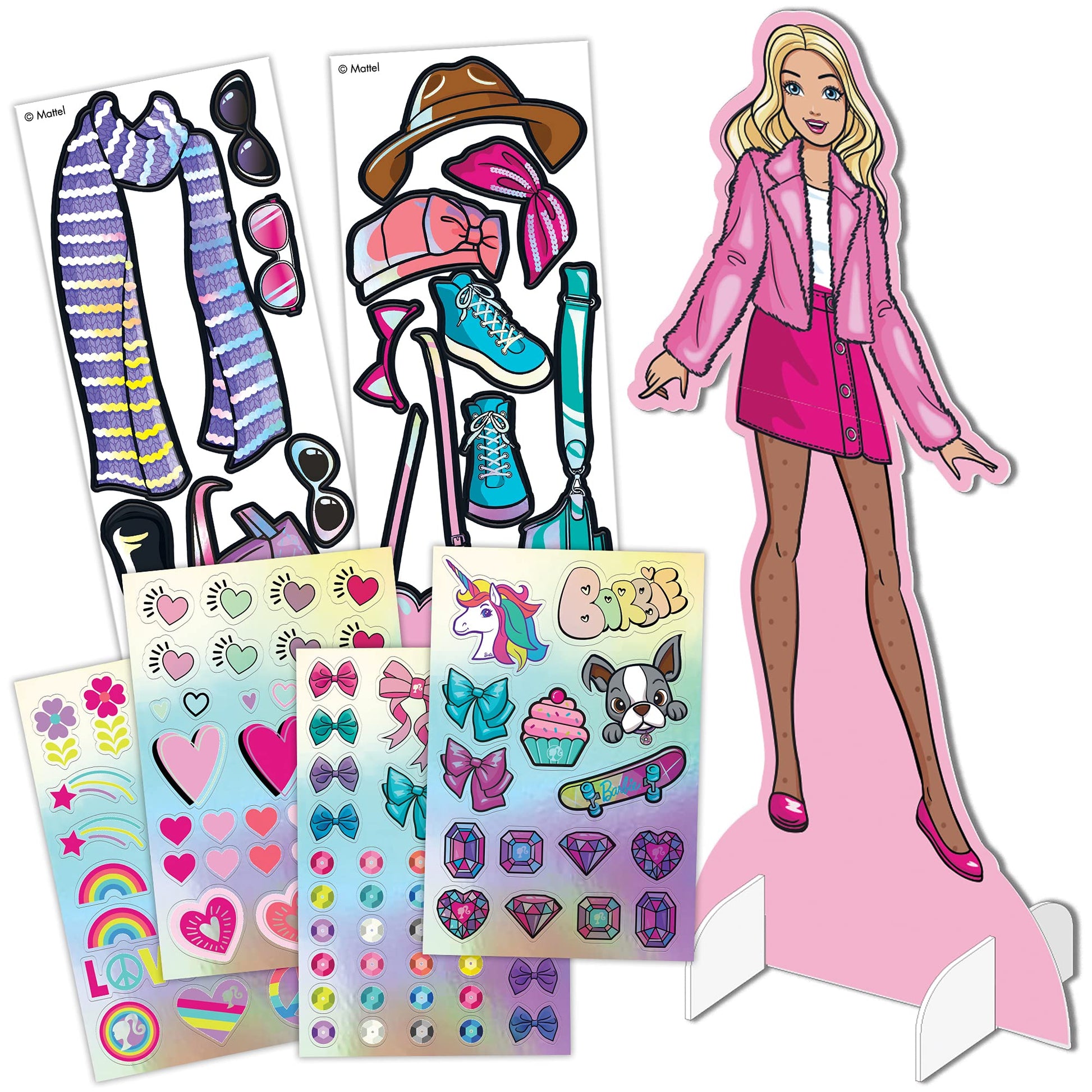 Barbie Sparkle Magnetic Activity Set - 20? Magnetic Dress-Up Doll with Mix-and-Match Outfits & Sparkle Stickers, Creative Play for Kids